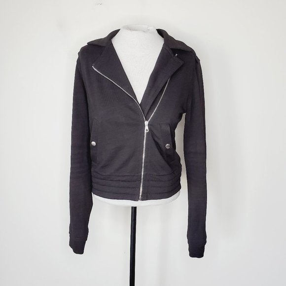 RAG & BONE Knit Black Cotton Moto Edgy Jacket - Picture 3 of 11